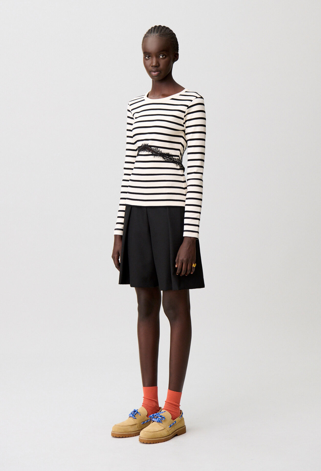 Marinière-T-Shirt mit Spitze