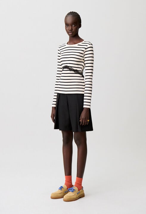 Marinière-T-Shirt mit Spitze