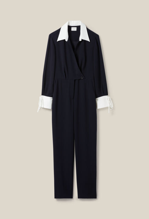 Jumpsuit zweierlei Stoffen Blau