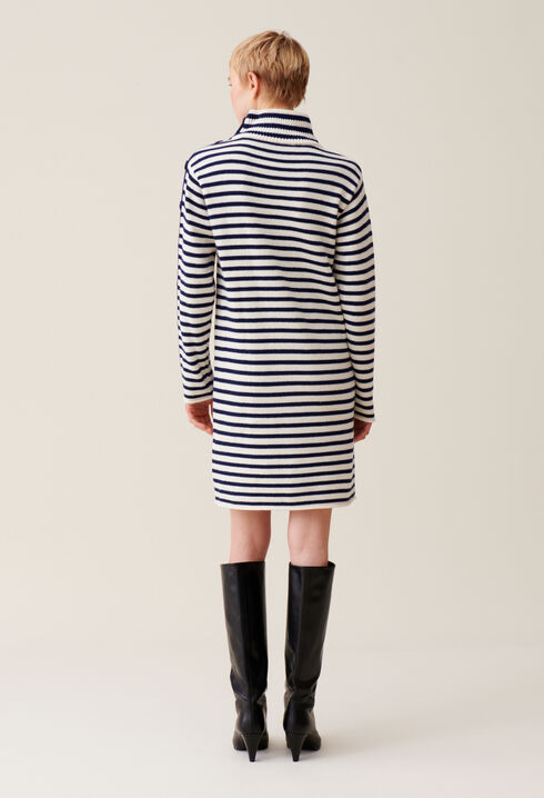 Gestreiftes Kleid mit Rollkragen