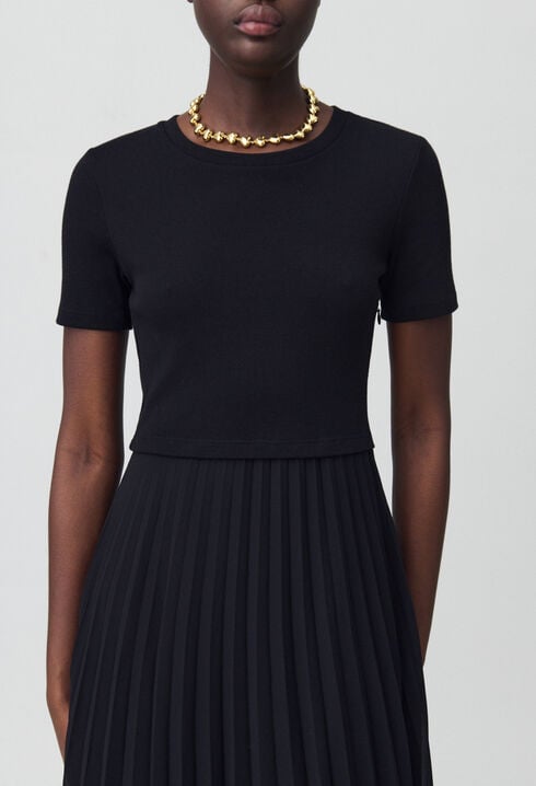 Langes Kleid Teli aus Materialmix