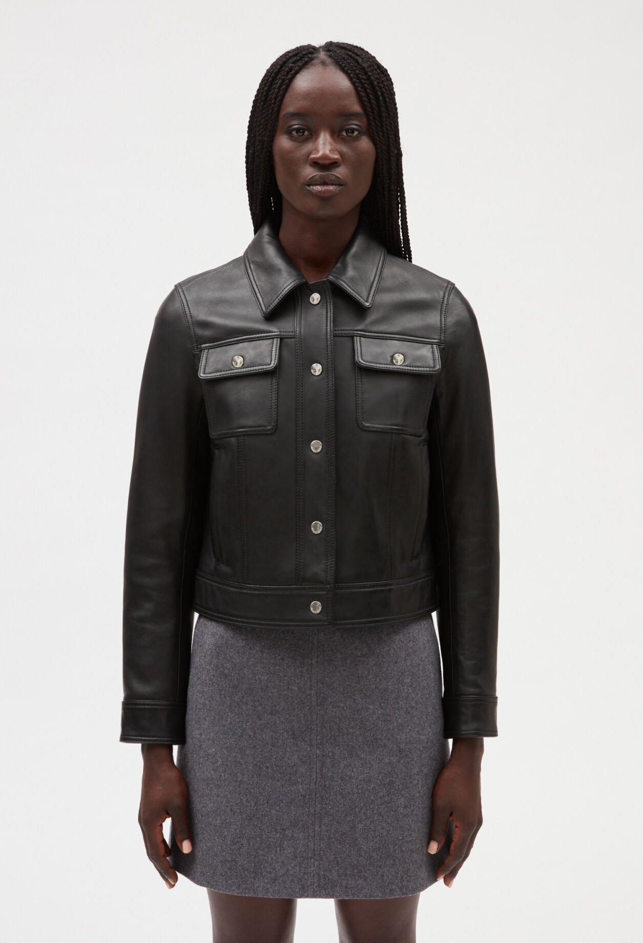 Lederblouson, schwarz