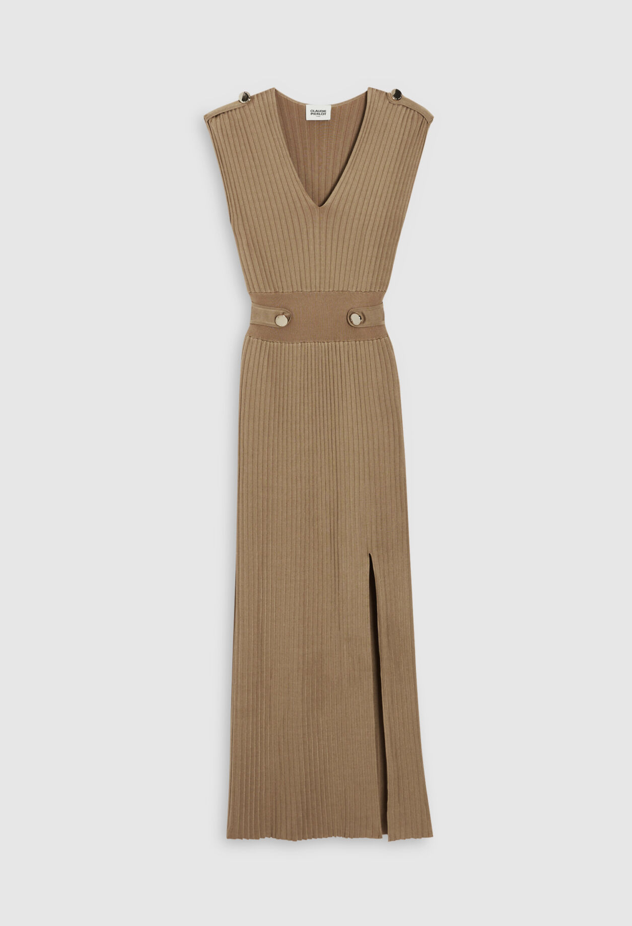 Langes Strickkleid, beige