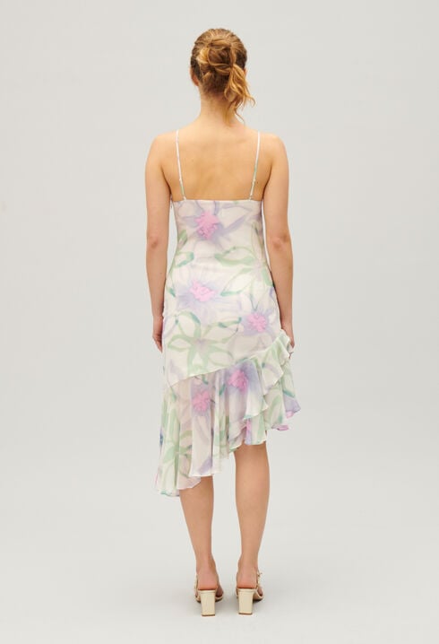 Midikleid aus Seide mit Printmuster