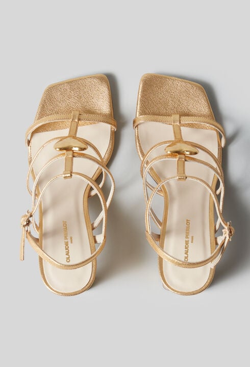 Leder-High-Heels Sandalen
