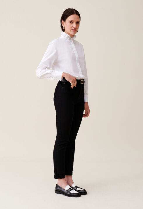 Hemdbluse Rüschenkragen weiß