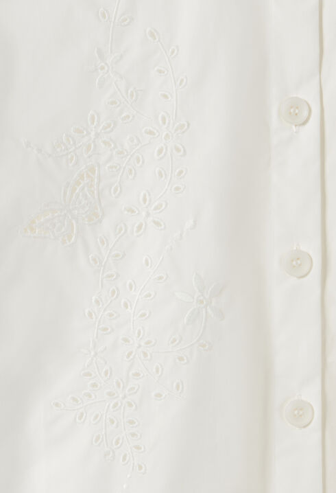 Kurzes, besticktes weißes Hemdkleid