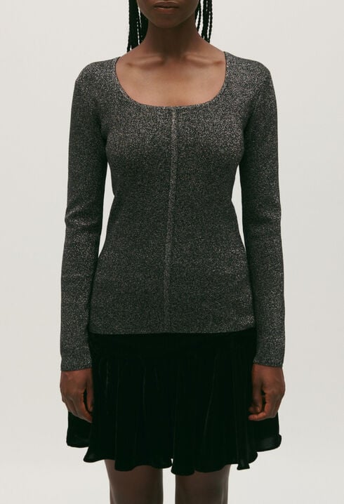 Glitzerpullover silberfarben
