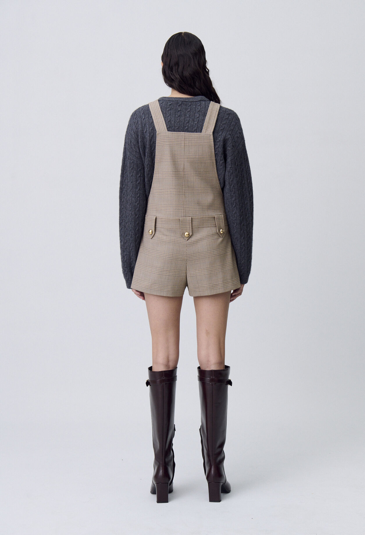 Karierter Latz-Overall-Shorts