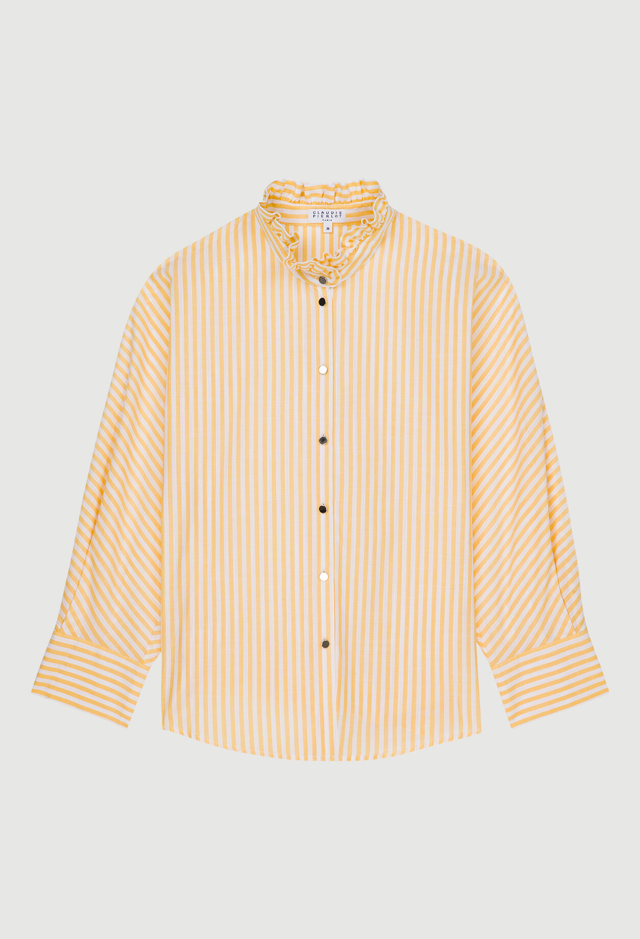 Gestreifte Bluse mit gerafftem Kragen