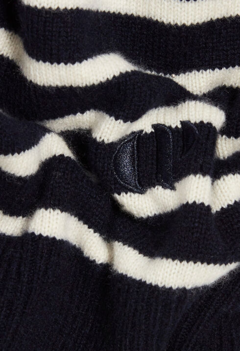 Zweifarbig gestreifter Kaschmirpullover