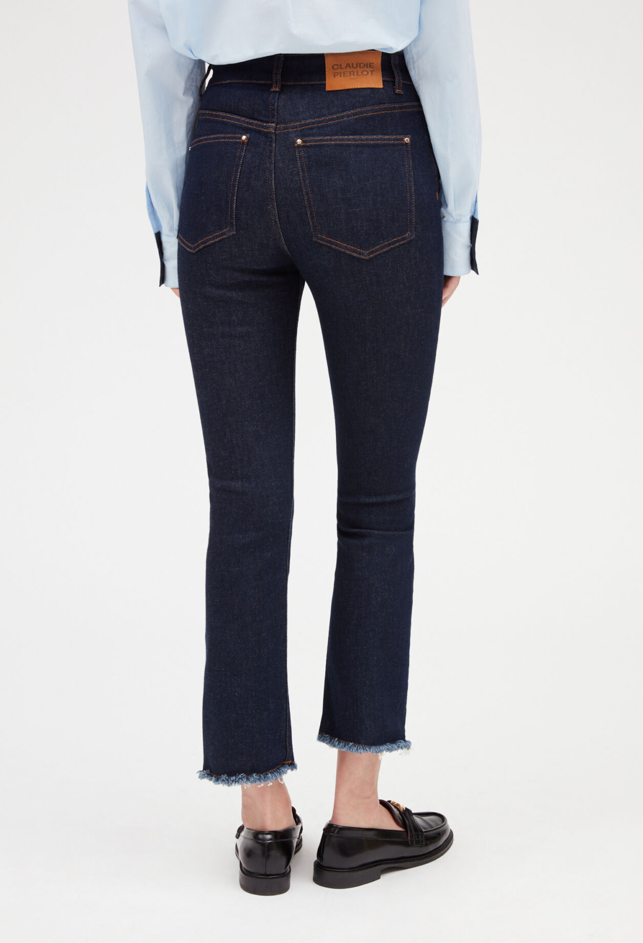 Jeans Raw Denim mit hohem Bund