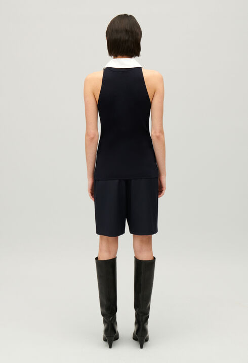 Tanktop mit Hemdkragen Marineblau