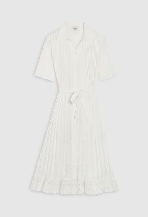 Plissiertes Midikleid, ecru