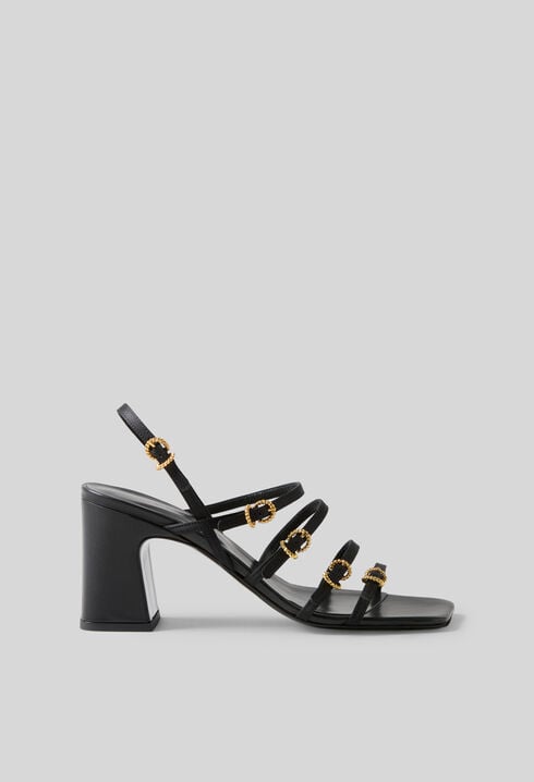 Satin-Sandalen mit Absatz