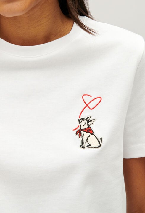 T-Shirt mit Jean Toto-Schriftzug Ecru