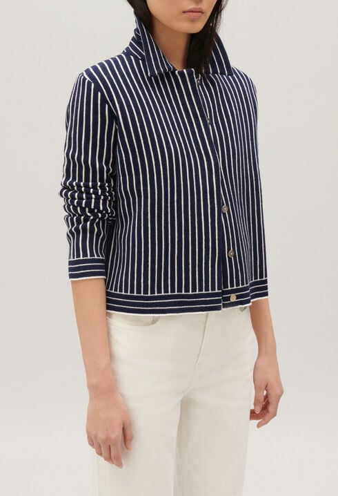 Gestreifter Strick-Cardigan