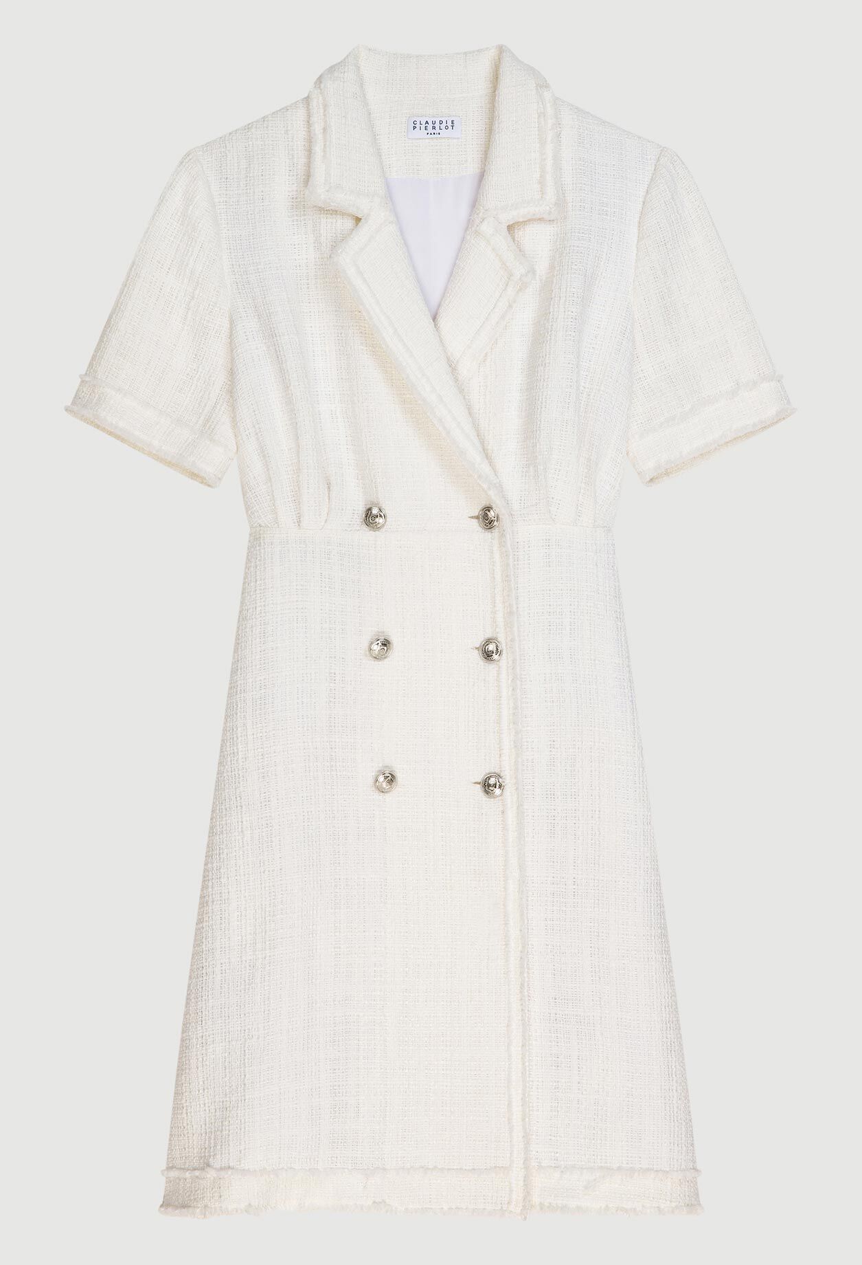Weißes geknöpftes Jackenkleid