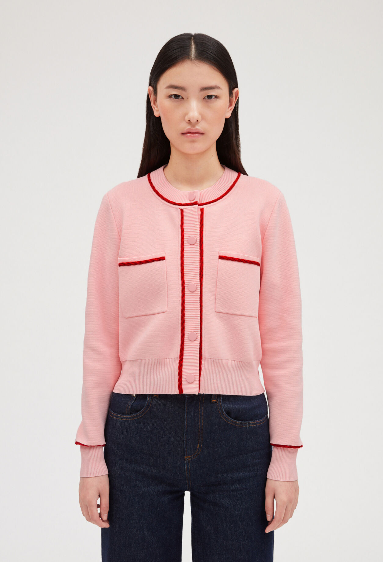 Cardigan mit geflochtenen Paspeln