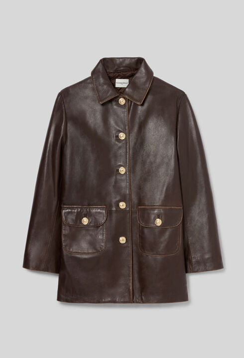 Mittellange weite Lederjacke