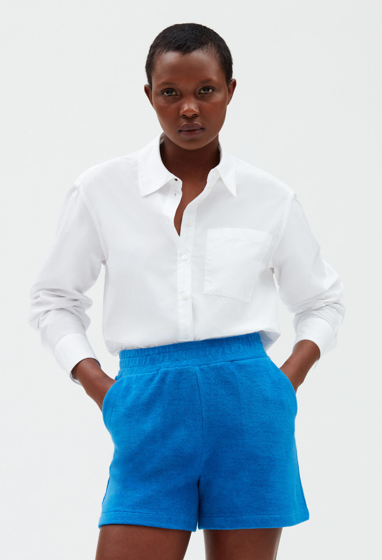 Shorts aus Frotteestoff, blau