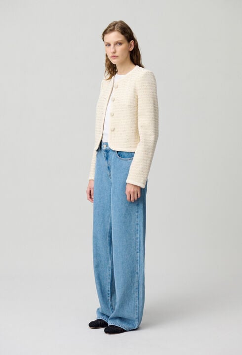 Kurze Tweedjacke mit Knöpfen