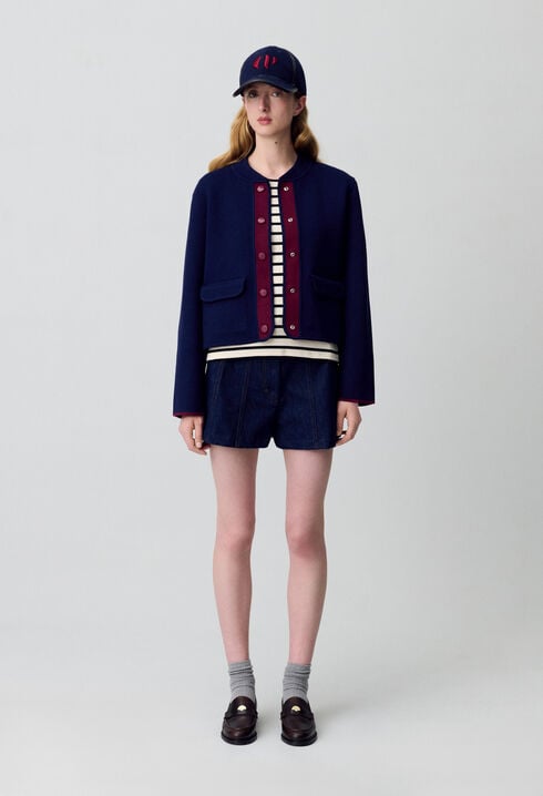 Zweifarbiger, dicker Cardigan
