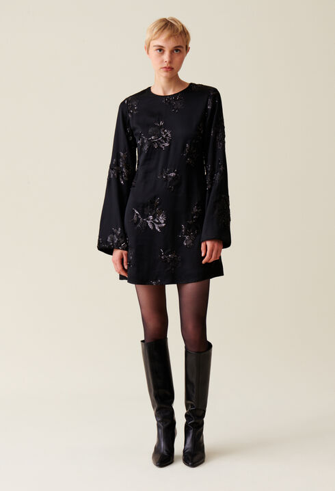 Schwarzes kurzes Kleid Pailletten