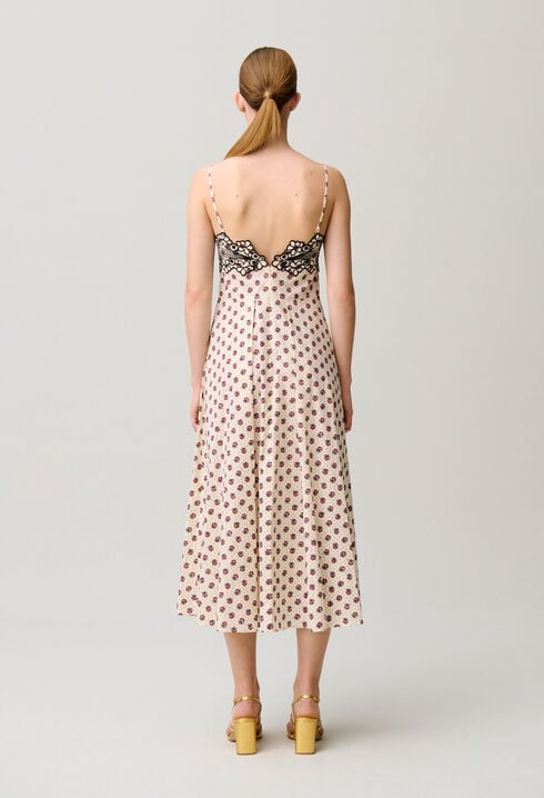 Bedrucktes Baumwollkleid Stickerei