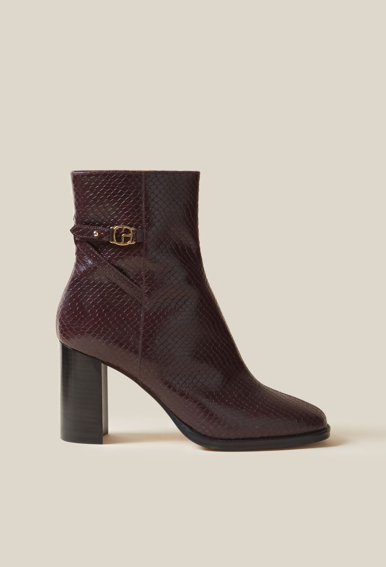 Lackleder-Stiefeletten, Schlangenoptik