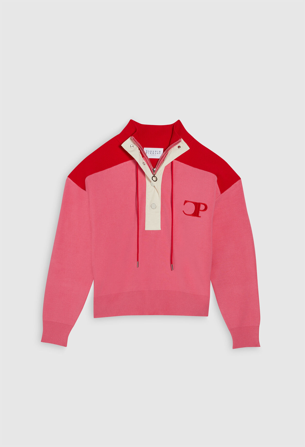Sweatshirt mit geknöpftem Stehkragen