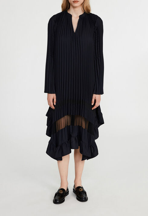 Plissee-Kleid mit Volants