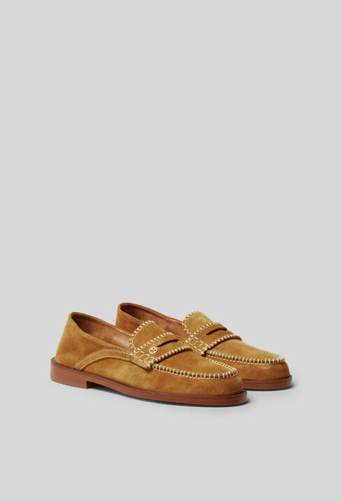 Wildleder-Mules mit Monogramm
