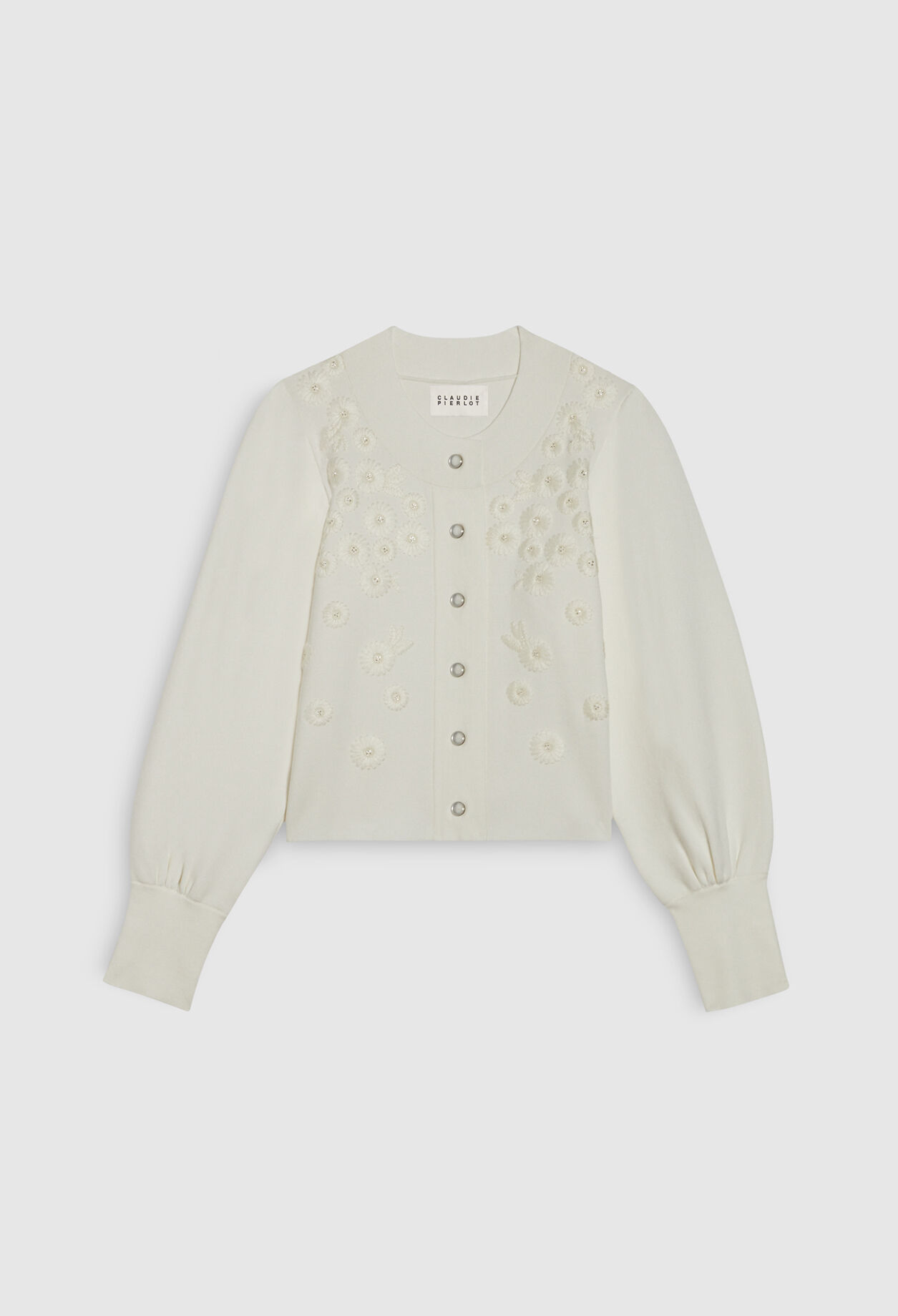 Strickjacke mit gestickten Blumen