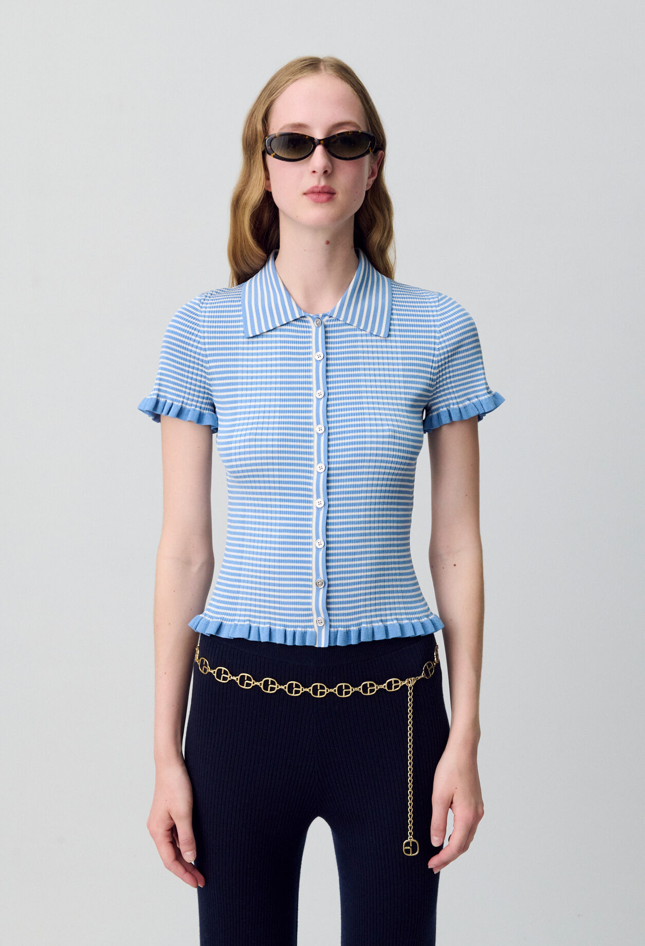 Gestreiftes Poloshirt mit Knöpfen