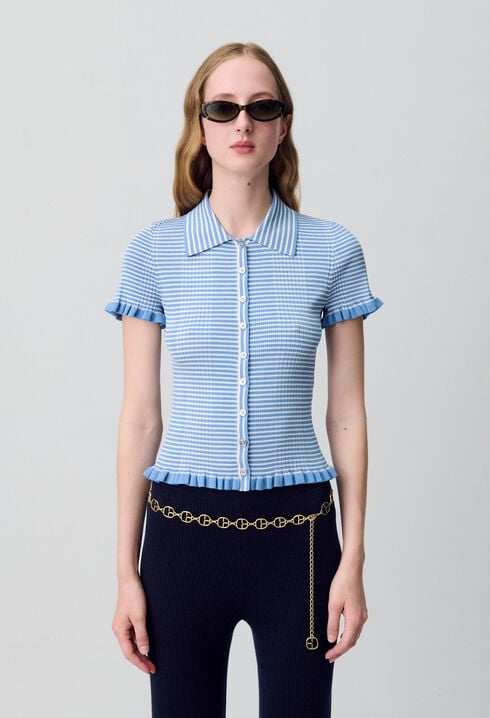 Gestreiftes Poloshirt mit Knöpfen