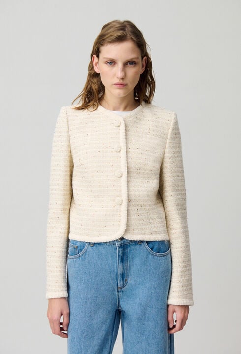 Kurze Tweedjacke mit Knöpfen