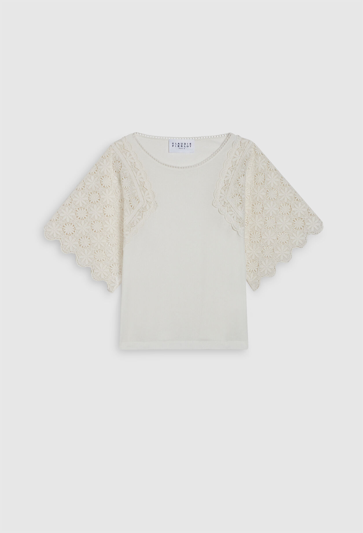 T-Shirt mit Guipure-Ärmeln