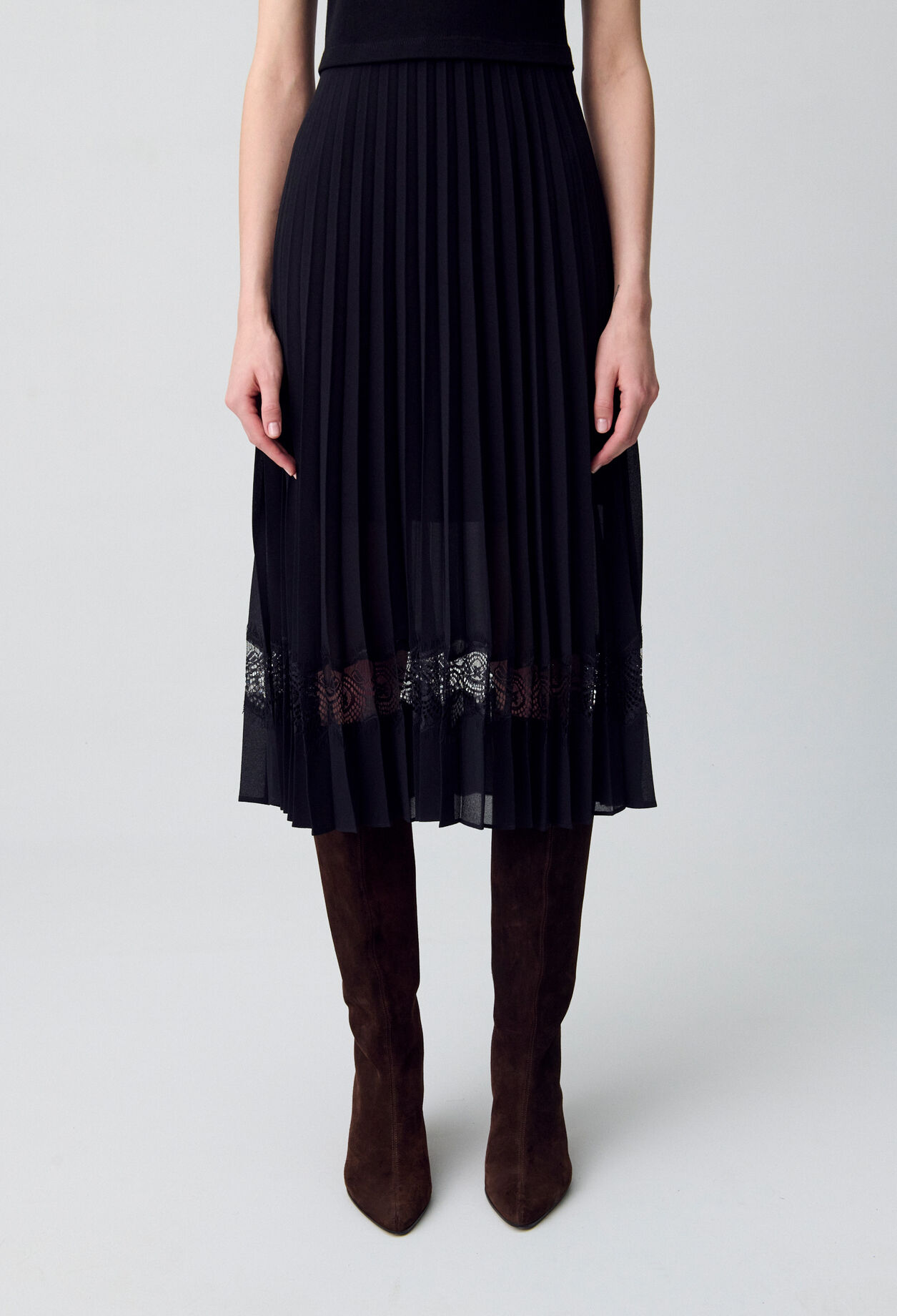Twist Zweifarbige Midikleid  schwarz