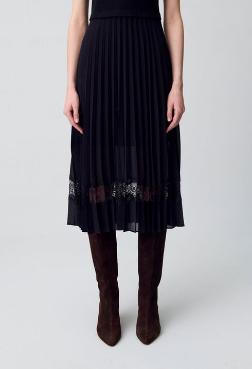 Twist Zweifarbige Midikleid  schwarz