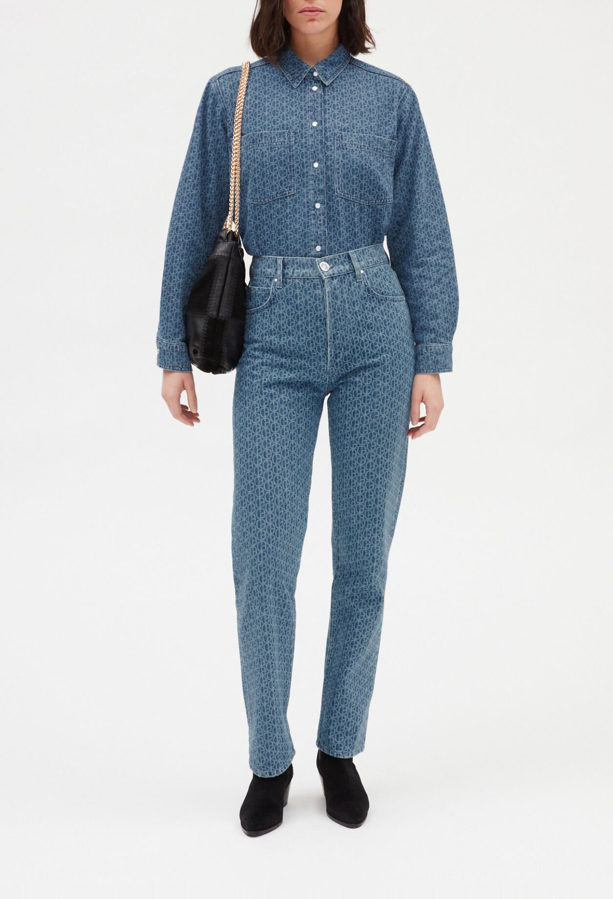 Monogramm-Jeanshemd, blau