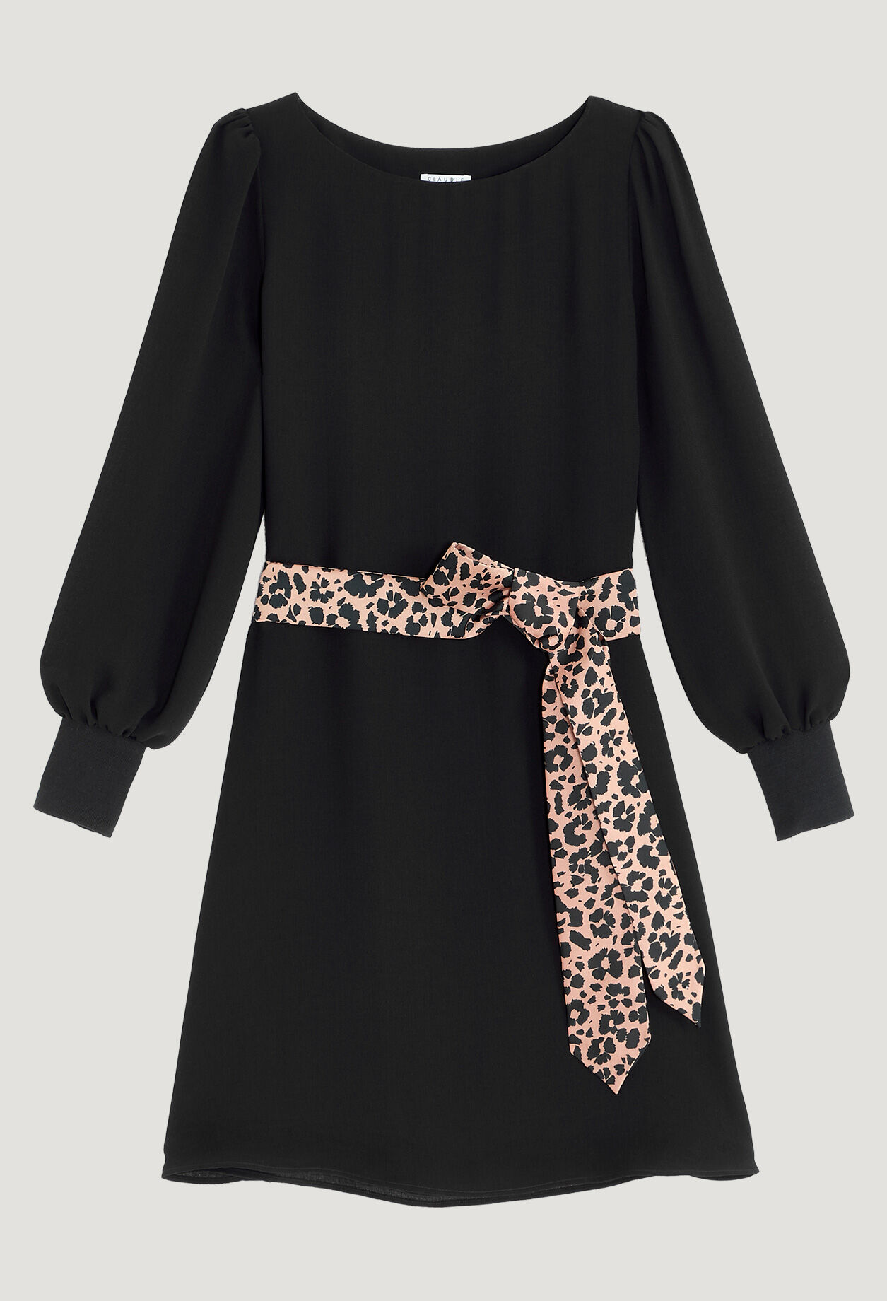 Gürtelkleid mit Leoparden-Print