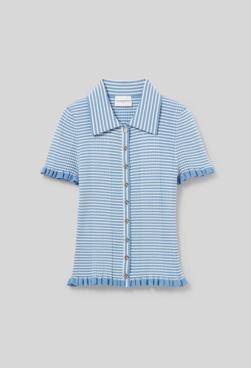 Gestreiftes Poloshirt mit Knöpfen