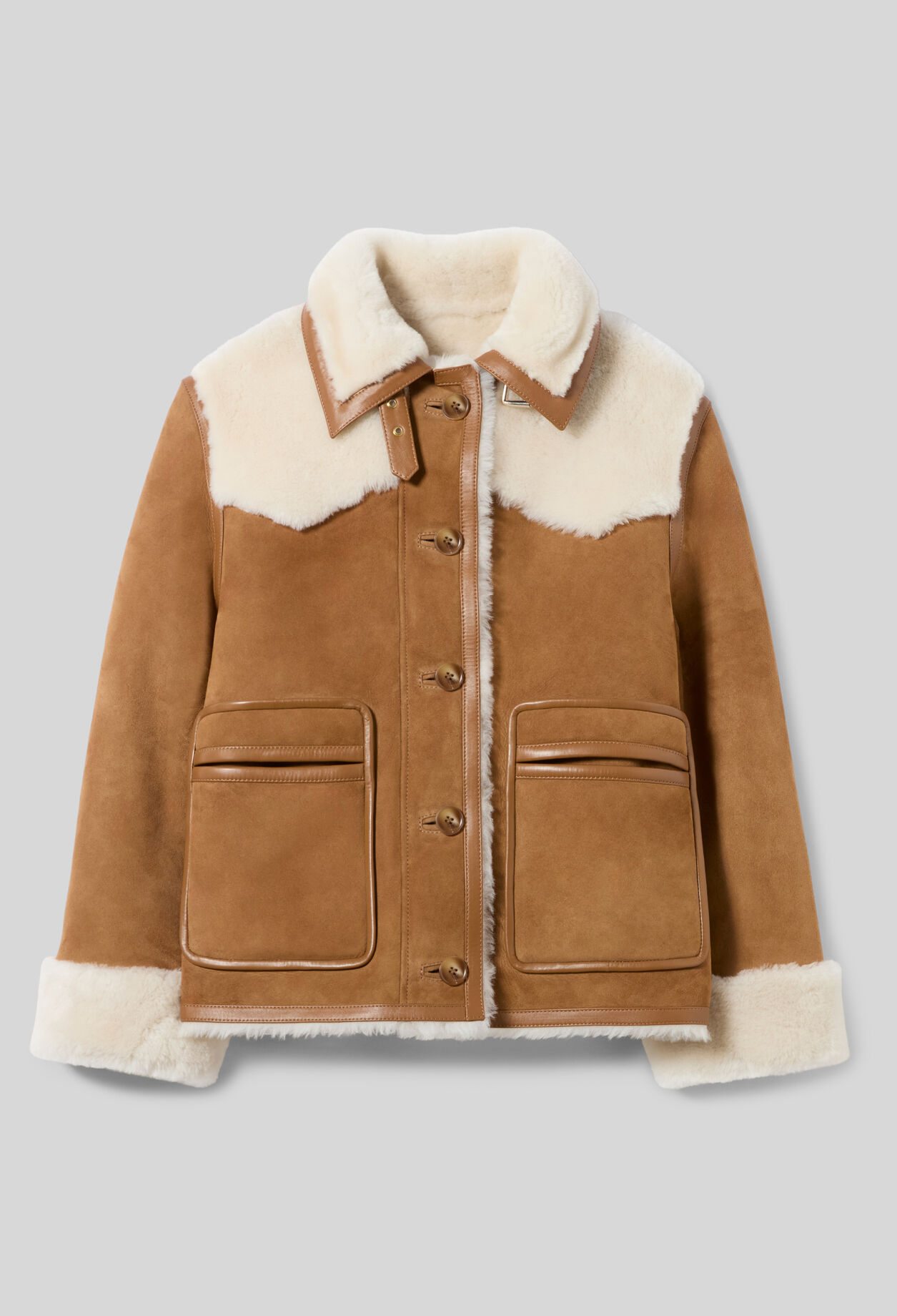 Lammfelljacke mit Lederkragen