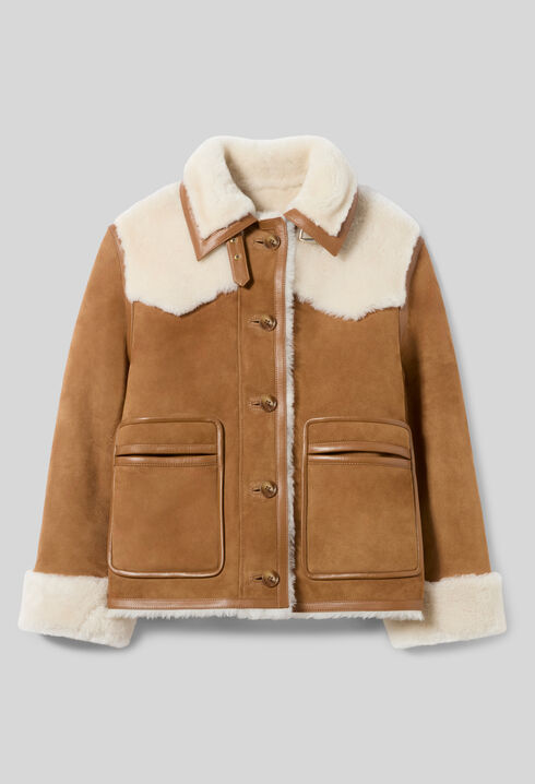 Lammfelljacke mit Lederkragen