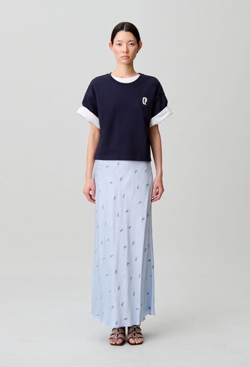 Satinrock mit Blumenmuster