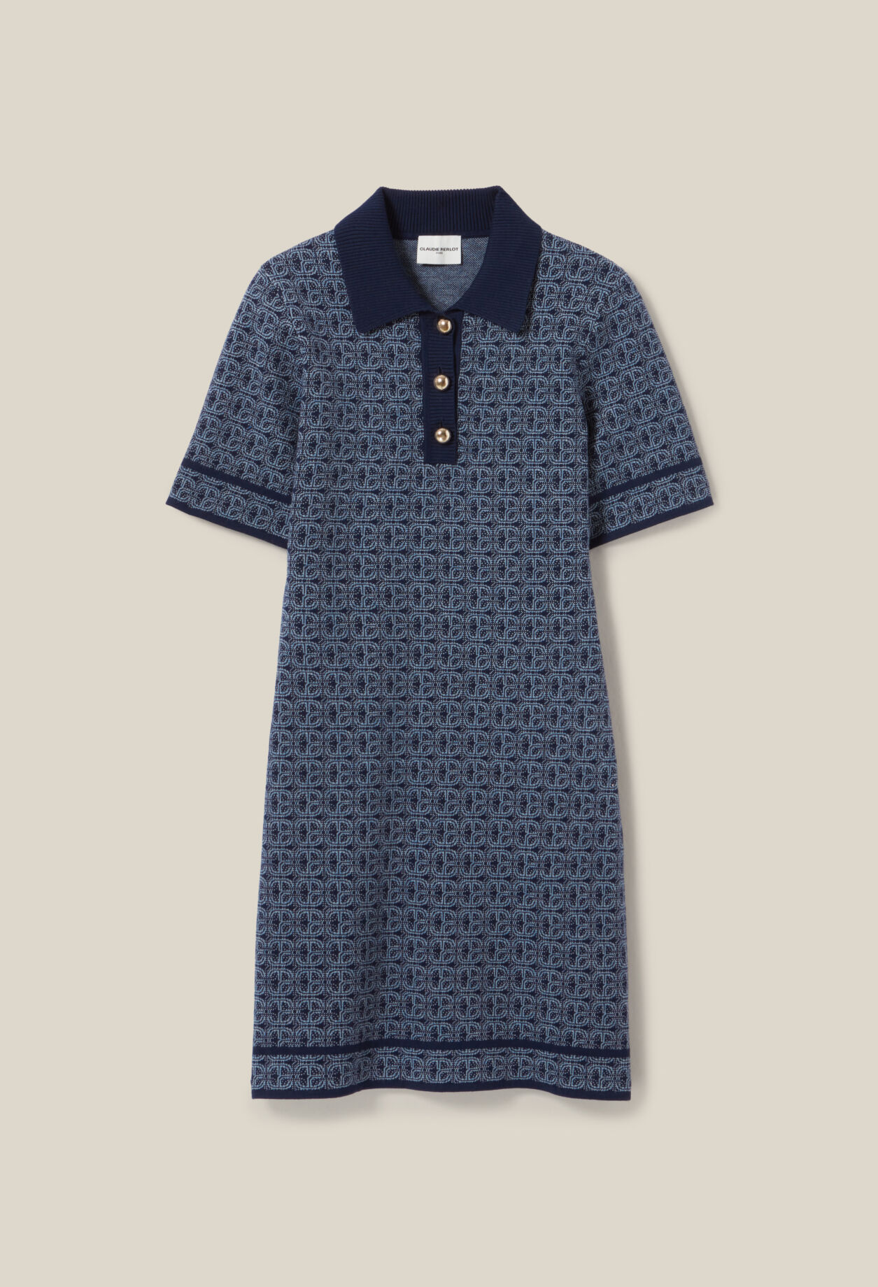 Kurzes marineblaues Monogrammkleid
