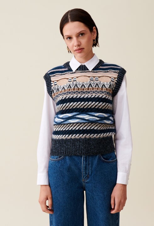 Ärmelloser Pullover Musterstreifen