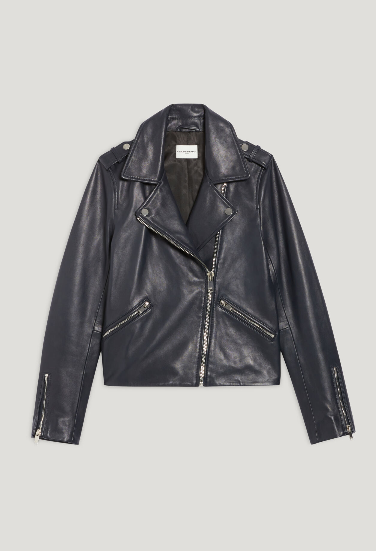Marineblaue Jacke aus Glattleder