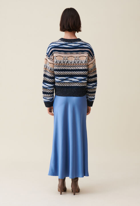 Kurzer Pullover mit Streifenmuster